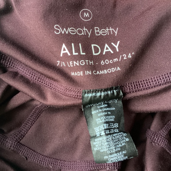 Sweaty Betty All Day 7/8 Contour Leggings - Butter Soft. Eggplant. M. - Picture 5 of 5